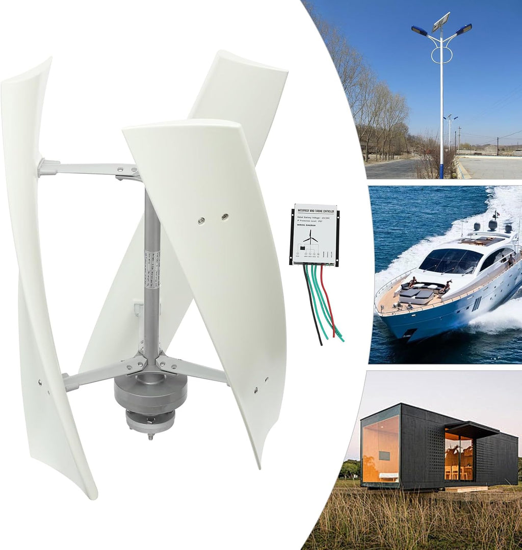 Wind Turbine Generator, 12V 100W Wind Turbine Kit, Automatic Braking Wind Power Generator with Controller & 3 Blades, Wind Power Generator Permanent Magnet Generator for Boats,Gazebos,Home,Streetlight