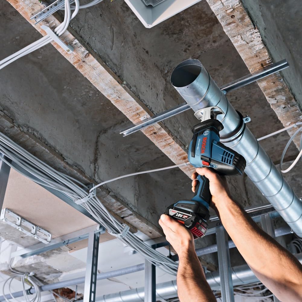 BOSCH GSA18V-083B 18V Cordless Reciprocating Saw - Lightweight & Compact, 0.83' Stroke, 3,050 SPM, Variable-Speed Trigger, Toolless Blade Change, LED Light (Bare Tool)