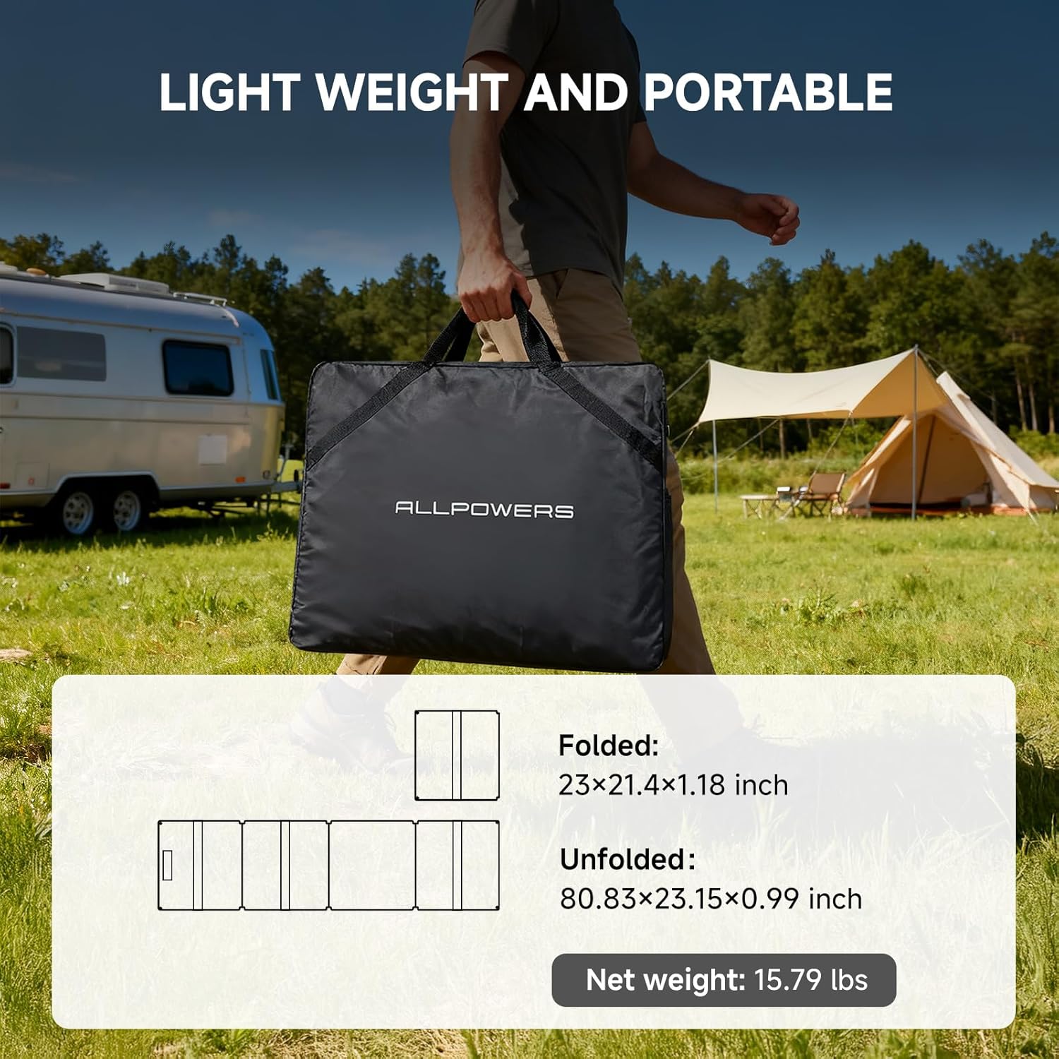 ALLPOWERS SOLAX SE200 200W Portable Folding Solar Panel,High-Efficiency 23%-25% Monocrystalline Solar Charger for Generator,Camping&RV,41.6V Voltage,IP68 Waterproof