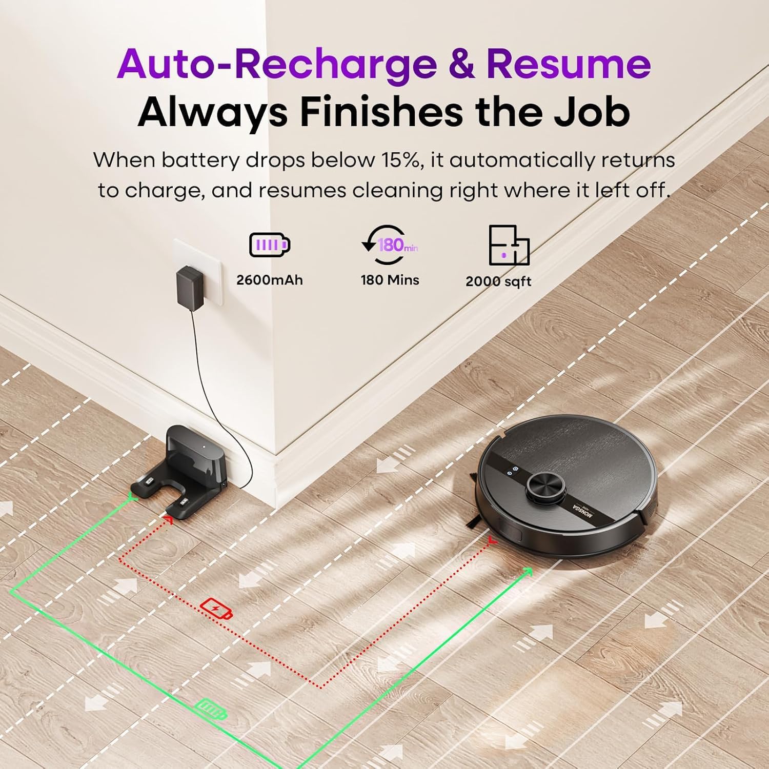 MONSGA Robot Vacuum and Mop Combo, 7000Pa Robotic Vacuum with Lidar Navigation, 180mins Runtime, Tangle-Free Robot Mop, 5 Editable Maps, APP/Remote/Voice Control, Ideal for Hard Floors and Carpets