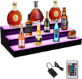 Dollate 3 Tiers 30 Inch LED Lighted Liquor Bottle Display, LED Tabletop Wine Shelves, Adjustable Lighting & Colors Liquor Storage Rack for Home Bar