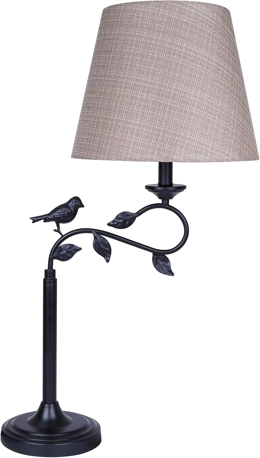Canarm Havran 1-Light Outdoor Table Lamp, 31-Inch Black with Fabric Shade, On/Off Switch on Socket Weather-Resistant Lamp for Patio or Porch