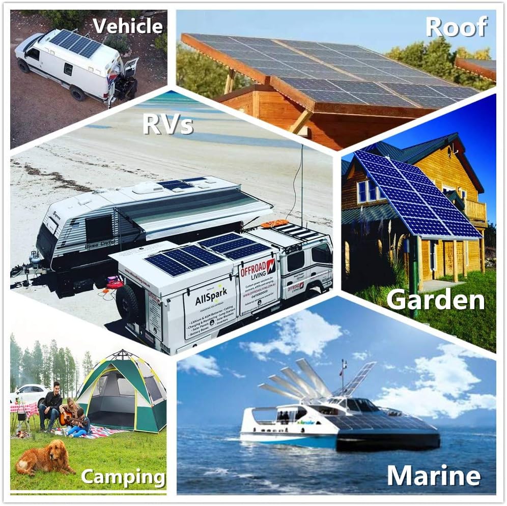 600 Watt 12V 24V Solar Panel Kit for Caravan,6pcs 100W Polycrystalline PV Panel with 60A LCD Charge Controller + Accessory