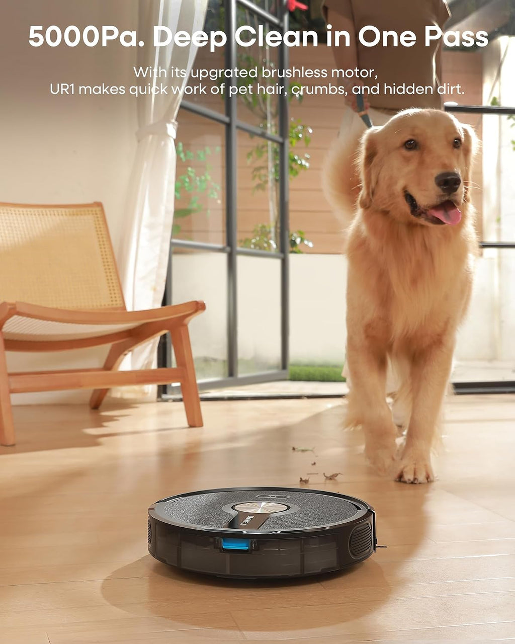 Robot Vacuum and Mop Combo, 5000Pa Suction for Pet Hair, 180Min Runtime Self-Charging, Ultrathin 2.99' for Bedroom/Living Room/Apartments with Pets, Wi-Fi App Alexa Control UR1