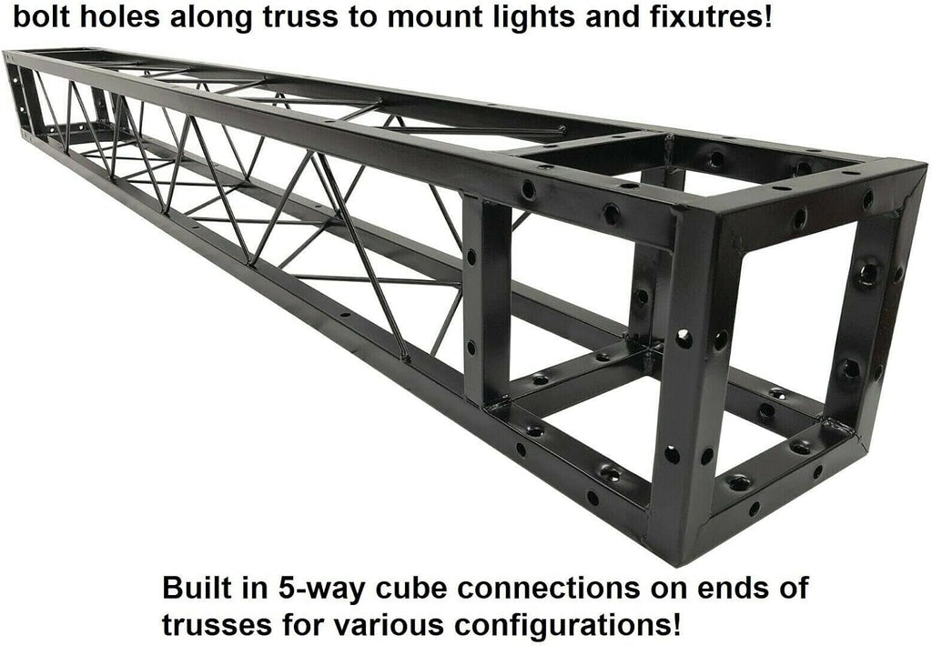 Black Arch Truss Combo Kit 7.6 ft. Height 5 ft. Width+DJ Facade W/40'x20' table Heavy-Duty Truss and B/W DJ Facade All-In-One Combo Kit