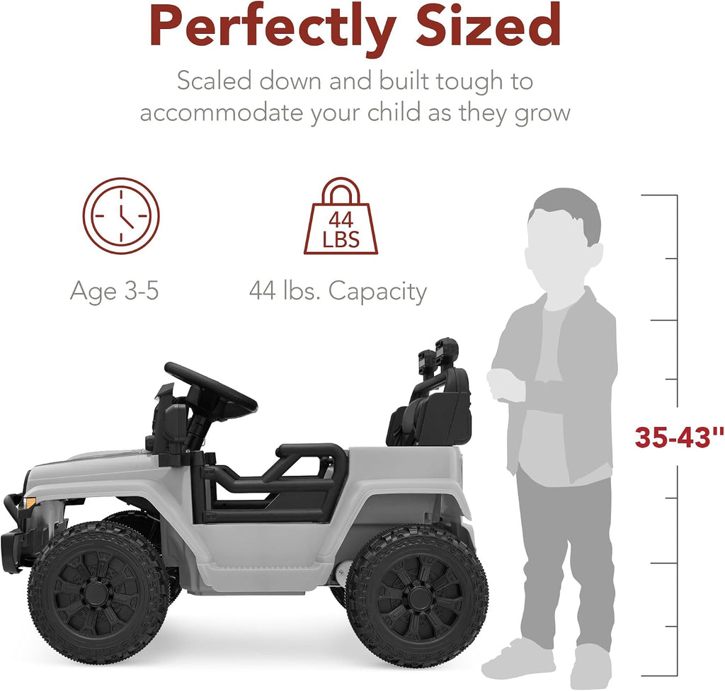 Best Choice Products 6V Kids Ride On Toy, Mini Truck, Electric Play Car w/Parent Remote Control, 4-Wheel Suspension, LED Lights, 2 Speeds, Functional Horn, 3.1MPH Max Speed - Light Gray