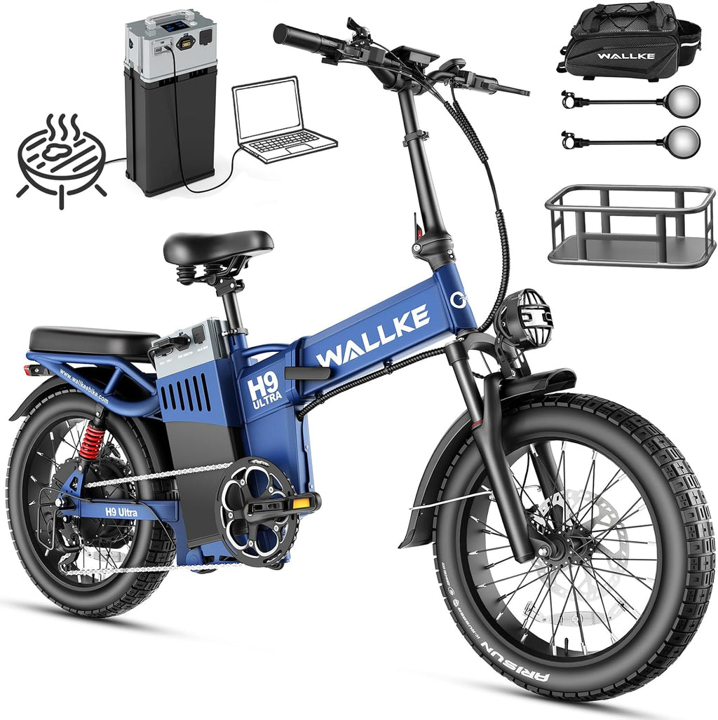 Wallke H9 Ultra 5000W Electric Bike with 2640Wh Power Hub, 48V 55Ah Removable Battery, 105NM Torque & 40MPH Fast Ebike for Adults, ARISUN All Terrain Fat Tire for Camping Commute, UL2849 Certified