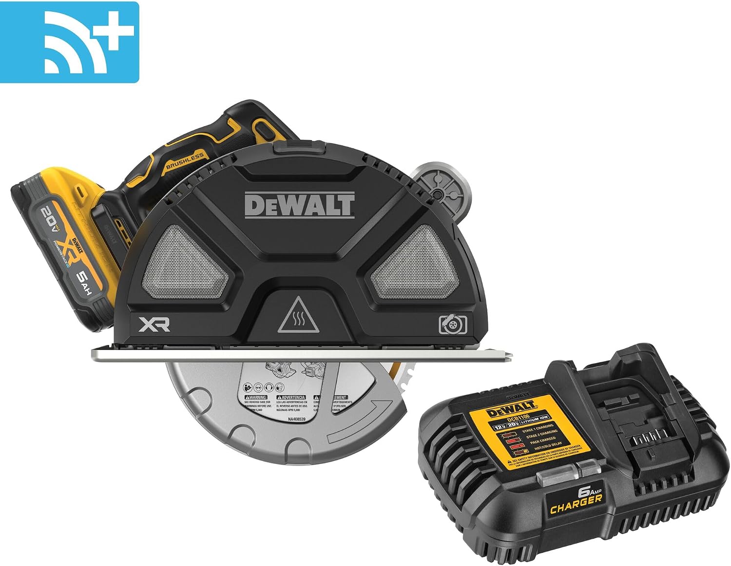 DEWALT 20V MAX XR 7-1/4 Inch Metal Cutting Circular Saw Kit with Circular Saw Blade, Battery and Charger Included (DCS383H1)