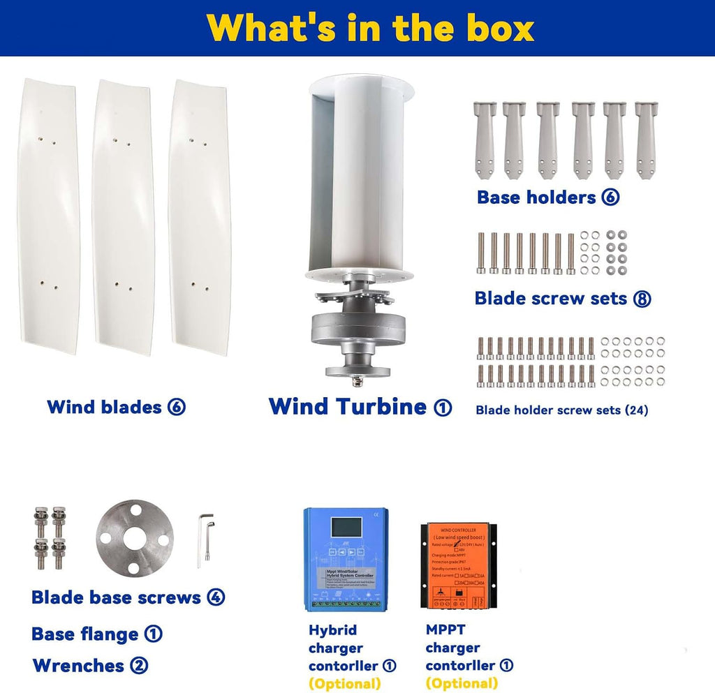 3 Blades Wind Turbine Generator Kit,3000W 220V Vertical Three Phase Low Noise High Efficiency Vertical Wind Turbine Generator for Boats Cabins Or Mobile Houses,24v
