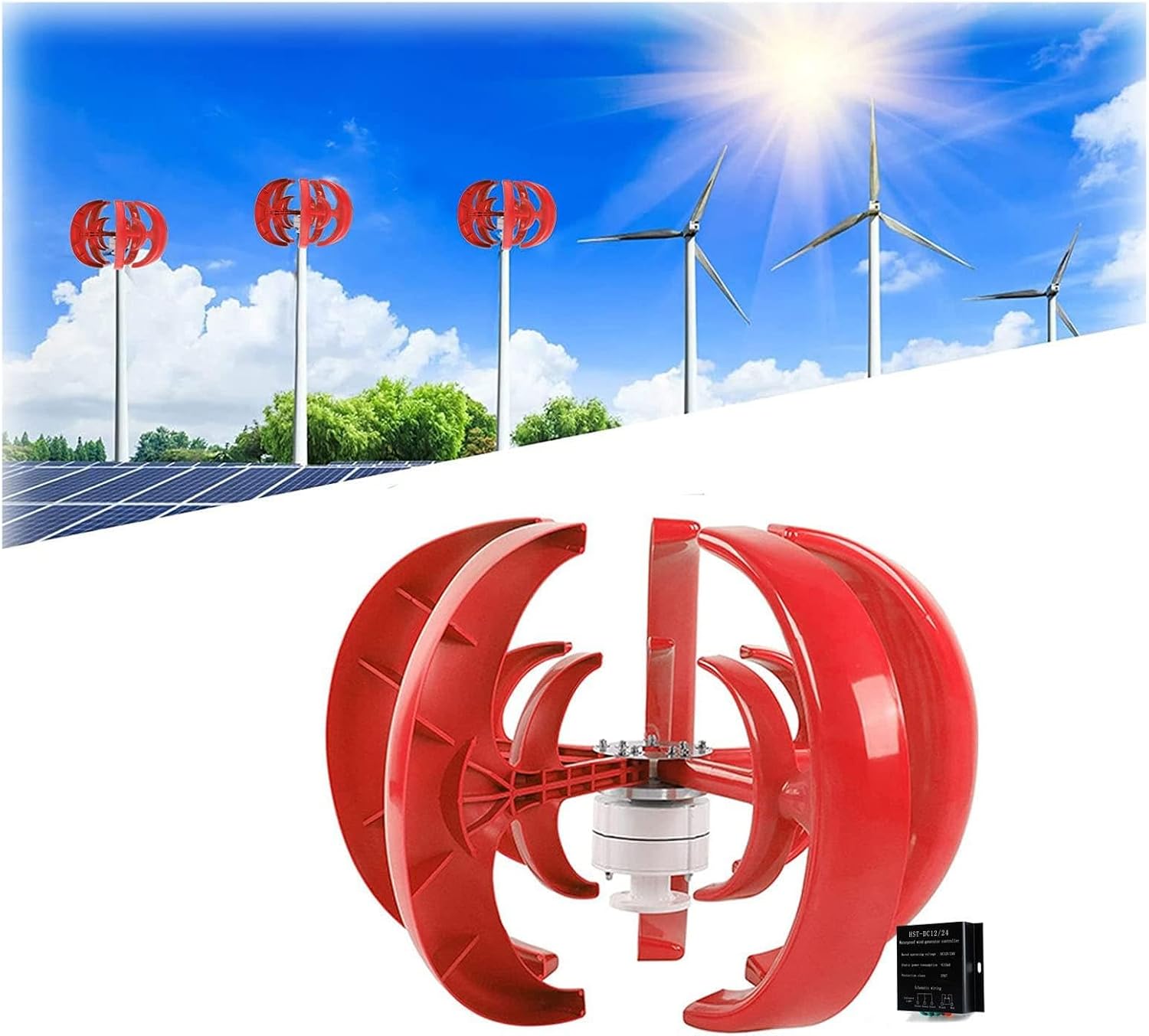 3000W Silent Vertical Wind Turbine Generator for Home Use - Efficient Low Wind Speed Performance, 24V Eco-Friendly Renewable Energy Solution, Sustainable Power System