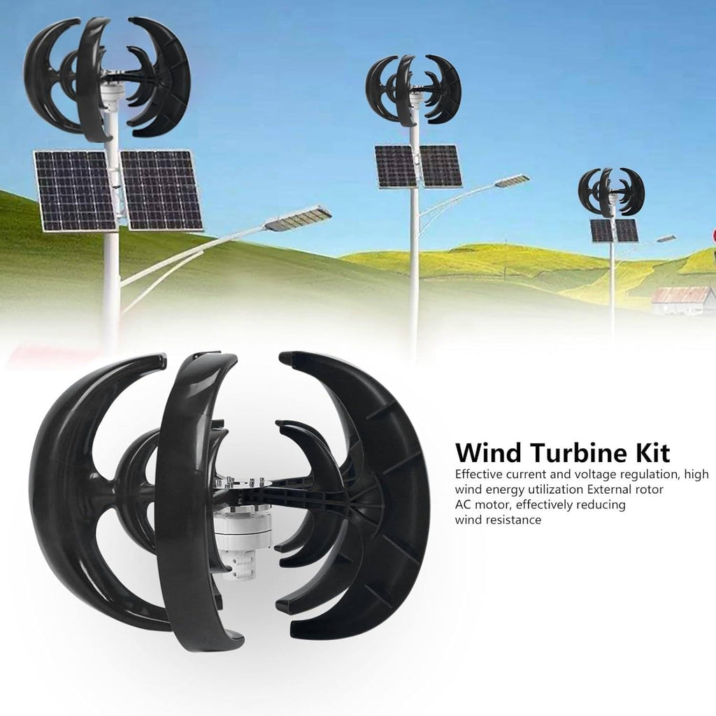 Wind Turbine Generator, Vertical Axis Wind Turbine, New 1000W 12V 24V Vertical Wind Turbine Magnetic Levitation Upright Wind Generator for Home Ship,12V-Black