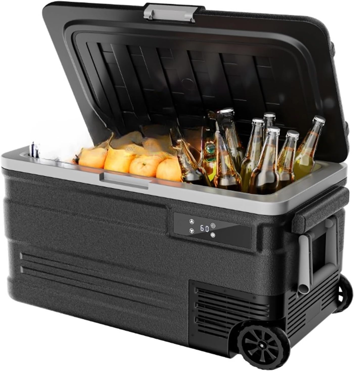 Car Refrigerator, 79QT(74L) Portable Car Fridge With Wheels,0℉~68℉, 12/24V DC & 110-240V AC,Black
