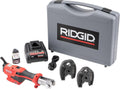 RIDGID 72553 Model RP 115 Mini Press Tool and Battery Kit with 1/2' to 3/4' ProPress Press Tool Jaws, 2V Li/Ion Battery, 12V Charger, and Carrying Case , Red
