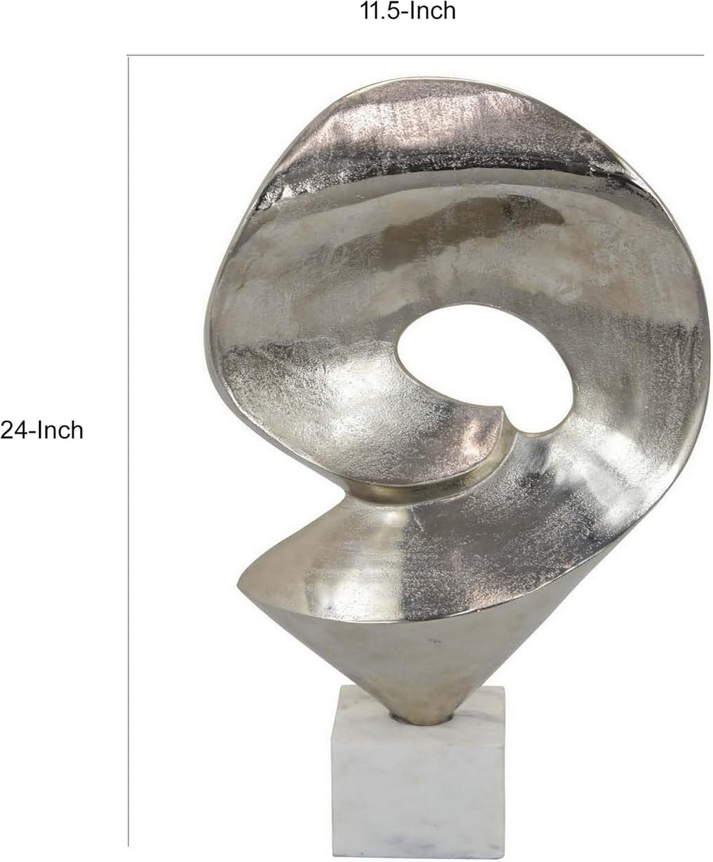 Benjara 24' Tabletop Home Decor Piece- Modern Art Sculpture- Chrome Metal
