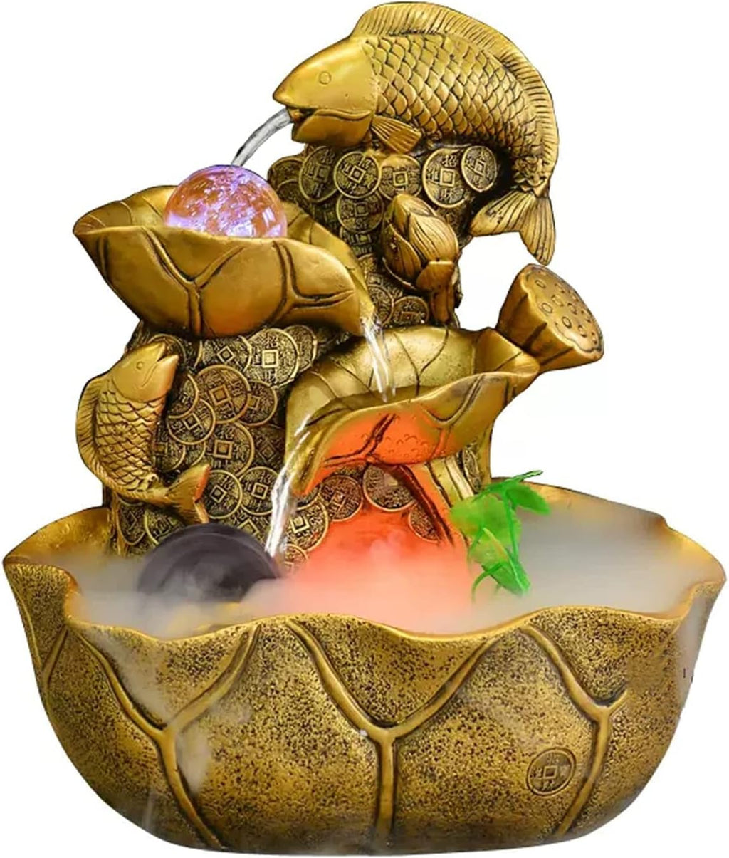 Tabletop Fountain Indoor Small Indoor Waterfall Fountain Relaxation Tabletop Fountain 3 Level Indoor Desktop Fountain with Audible Calming Waterfall Sounds Ffor Feng Shui Effect and LED Lighting Decor