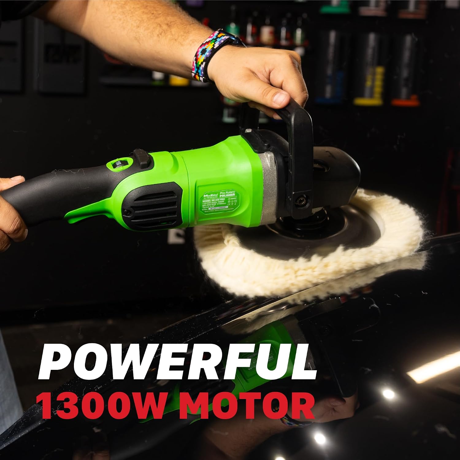 Maxshine 7' M1300 Pro Rotary Polisher - 1300W, 6-Speed, 5/8' Thread - Auto Detailing Tool for Paint Protection, Swirl & Scratch Repair, Buffing, Glossy Shine - Ideal for Cars, Trucks, SUVs