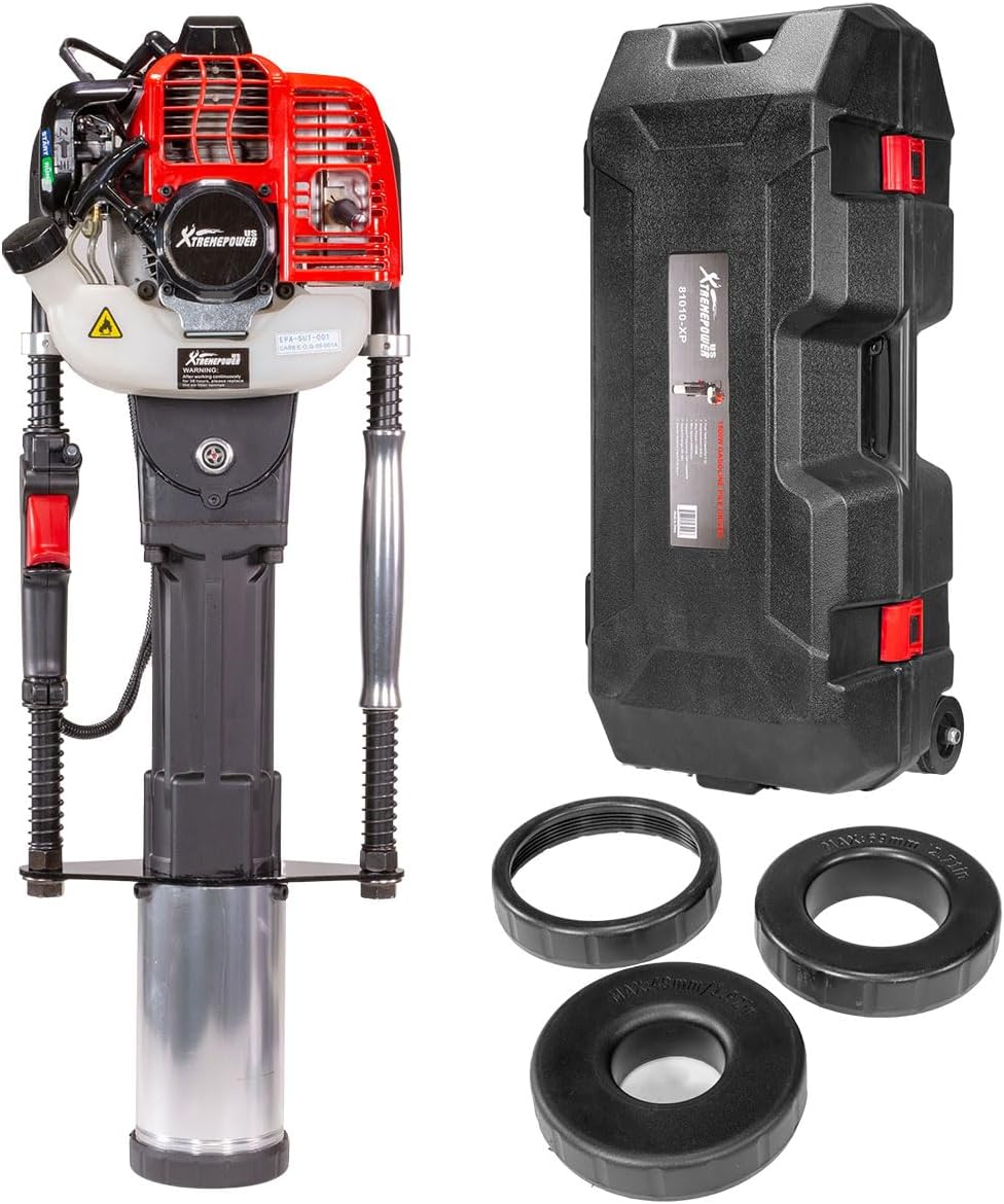 XtremepowerUS 52cc Gas-Powered T Post Driver Fence Post Driver Gasoline Piling 2-Stroke Engine EPA Certificated w/Storage Case