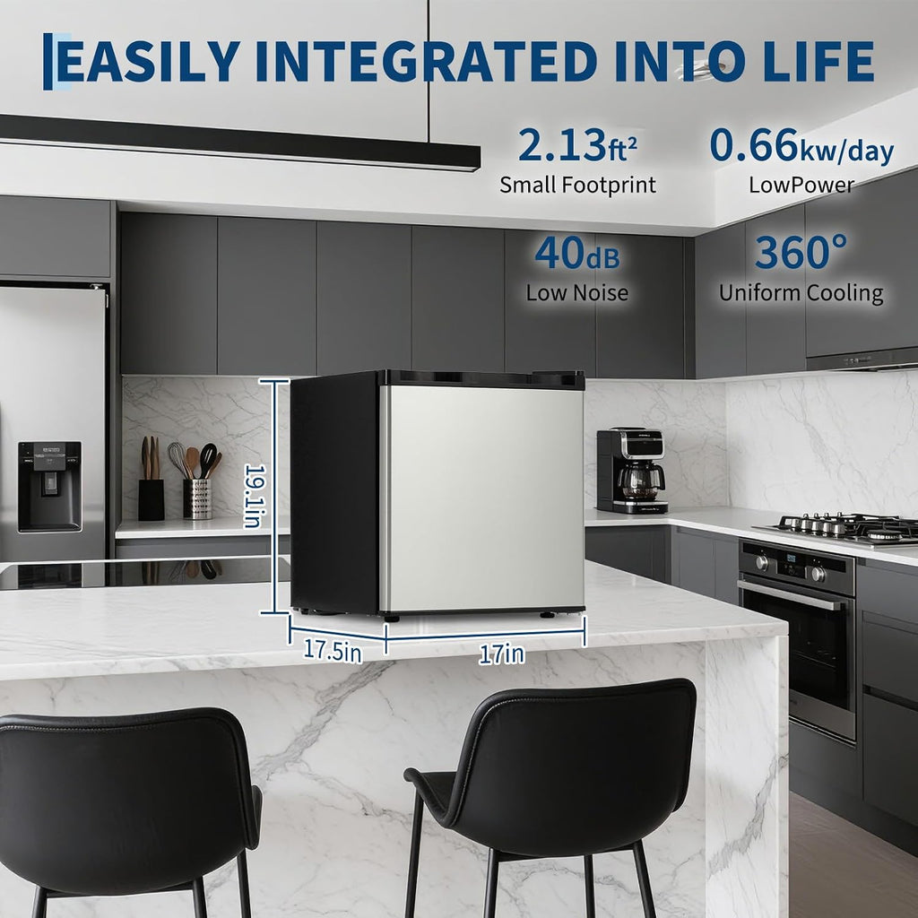 Mini Fridge with Freezer, 1.7 Cu.Ft - Compact Single Door Refrigerator with Adjustable Thermostat, Removable Glass Shelves | Ideal for Dorm, Bedroom, Apartment