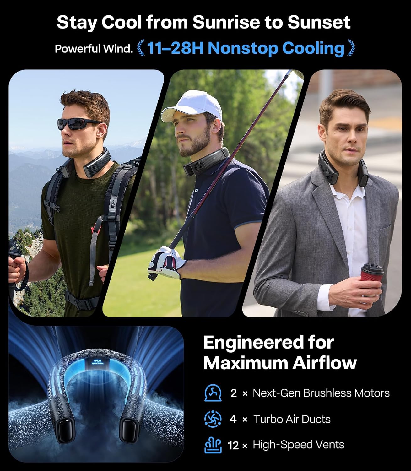 TORRAS COOLiFY 2S Lite Neck Air Conditioner, Long Battery Life Cooling Neck Fan, Lightweight & Comfortable, Hands-Free Wearable AC for Commute, Work, Travel. Gray