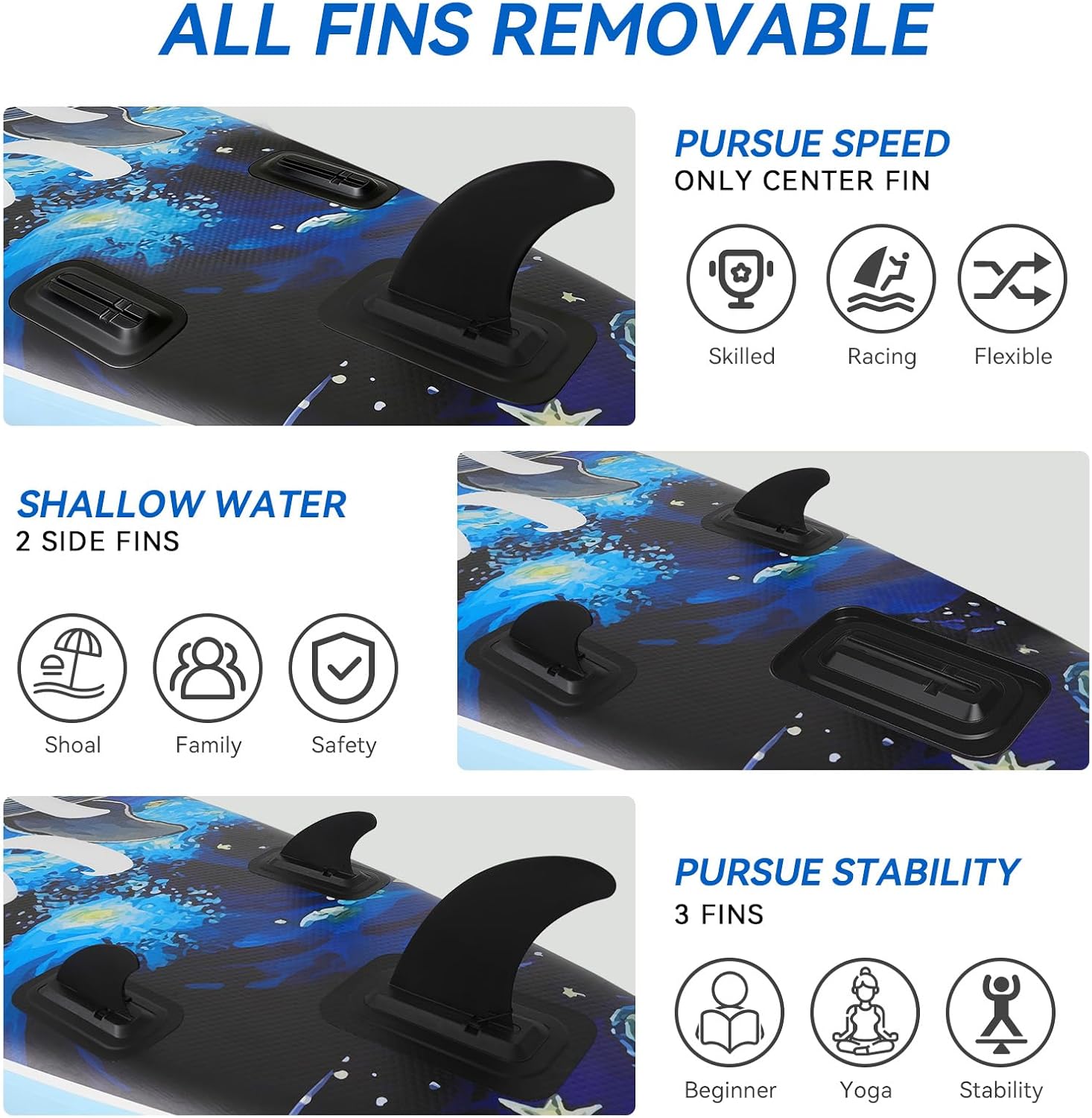 YUSING 11' Inflatable Stand Up Paddle Board with Kayak Seat, Non-Slip Deck SUP Paddle Board with Premium Kayak and SUP Accessories & Backpack, Portable Standing Boat for Youth & Adult