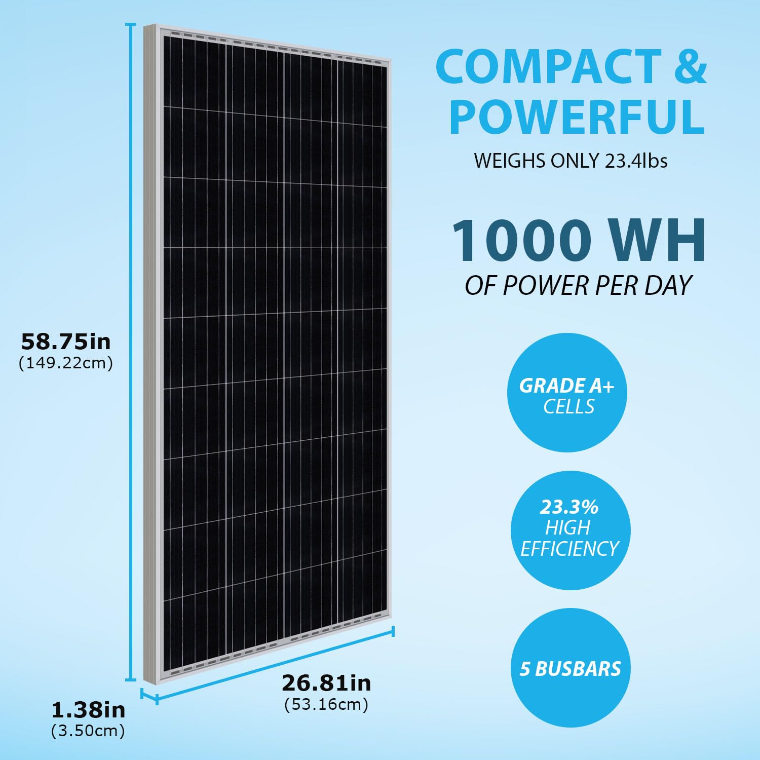 Mighty Max Battery 200 Watt 12 Volt, High Efficiency Monocrystalline Solar Panel with Solar Connectors for RV, Marine, Rooftop Farm, Home and Many Other Off-Grid Applications and More..