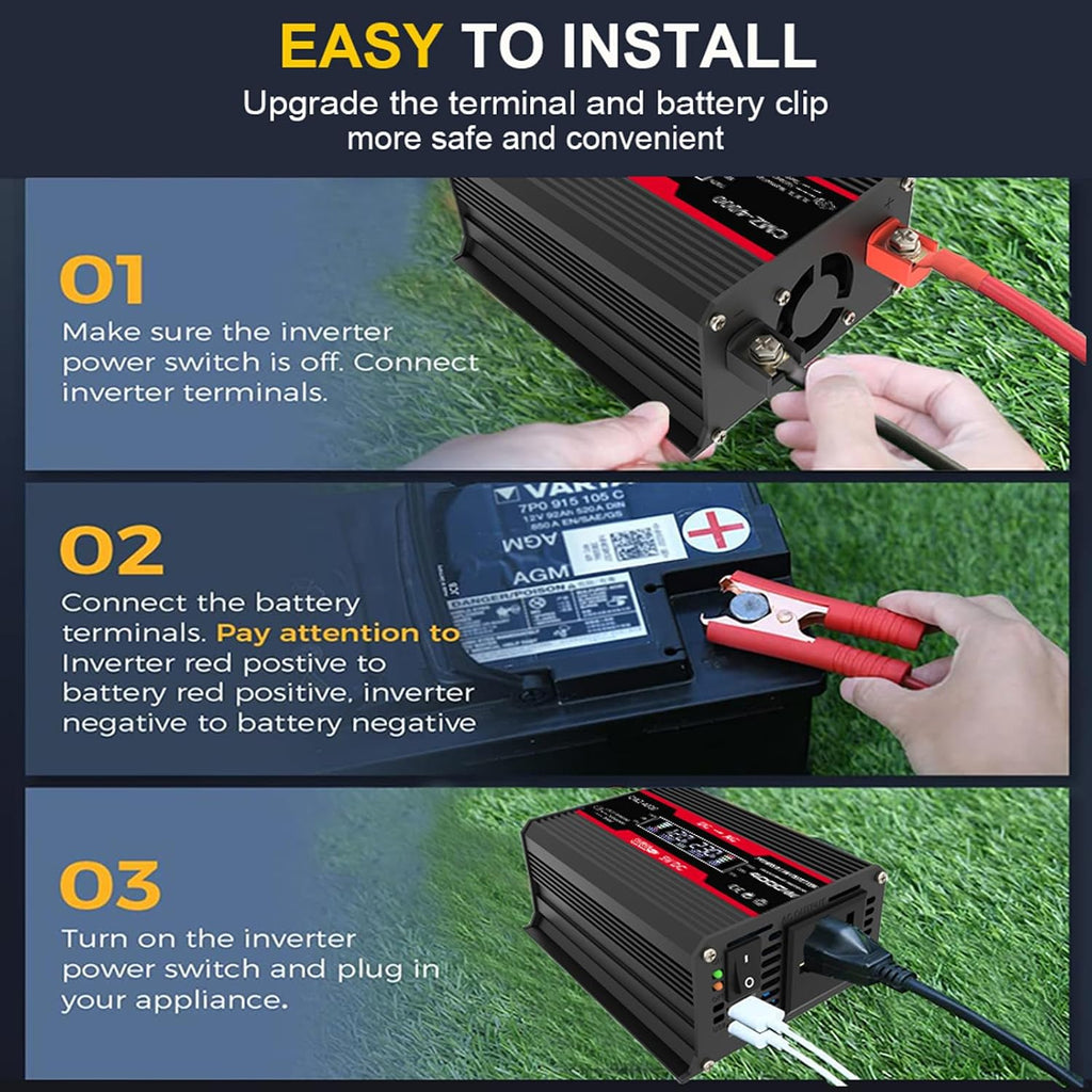 18W 12V Off-Grid Solar Panel Kit with 4000W Inverter & 30A Charge Controller, Portable Solar Generator for RV, Camping, Outdoor Emergency Backup Power(Red)