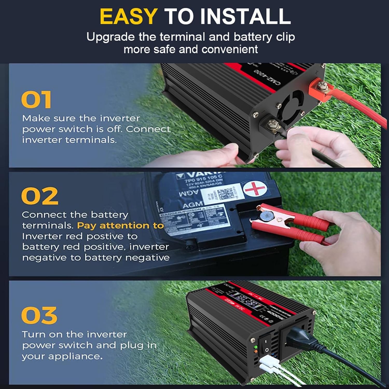 18W 12V Off-Grid Solar Panel Kit with 4000W Inverter & 30A Charge Controller, Portable Solar Generator for RV, Camping, Outdoor Emergency Backup Power(Red)