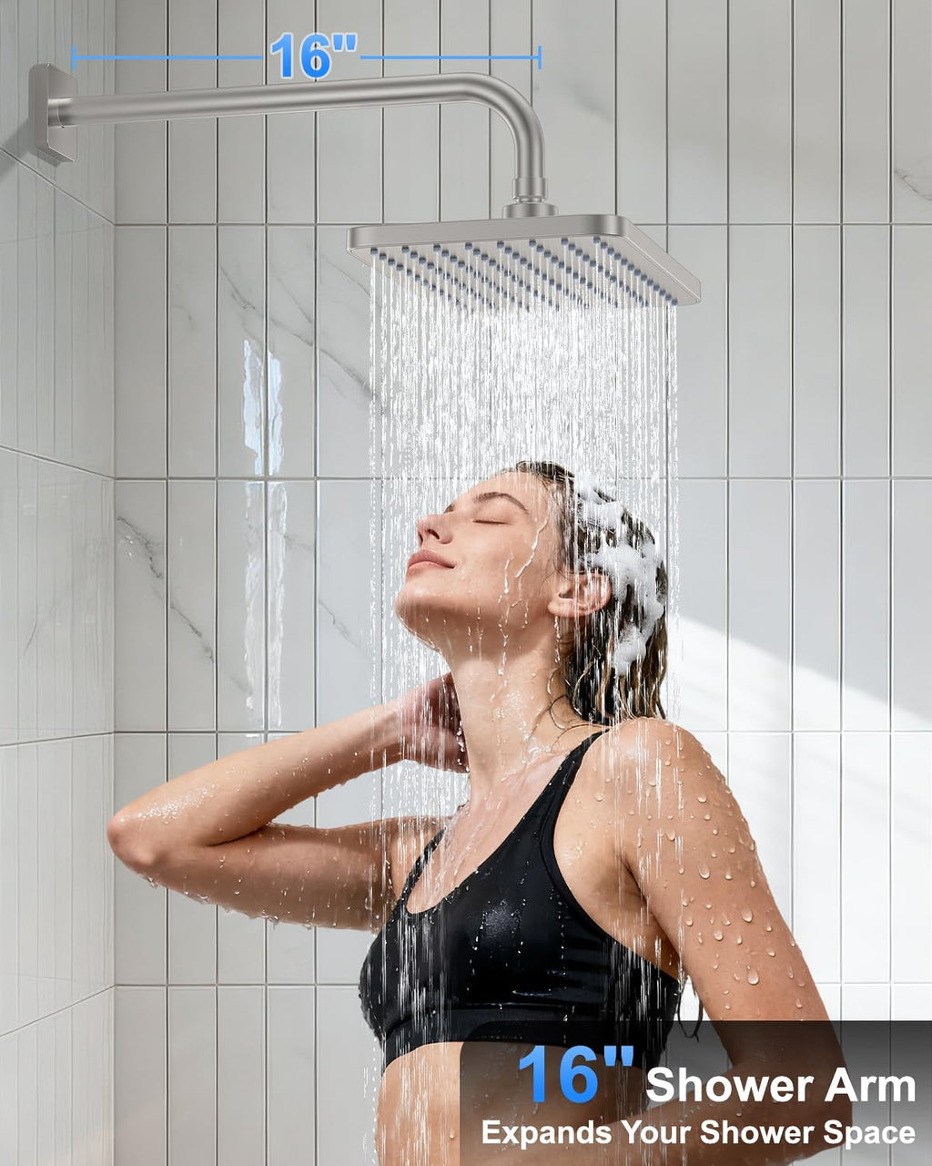 Brushed Nickel 11 Inch Rainfall Shower System – Filtered Handheld Sprayer Shower Head, Complete Bathroom fixtures Set Faucet Mixer Trim & Valve Kit