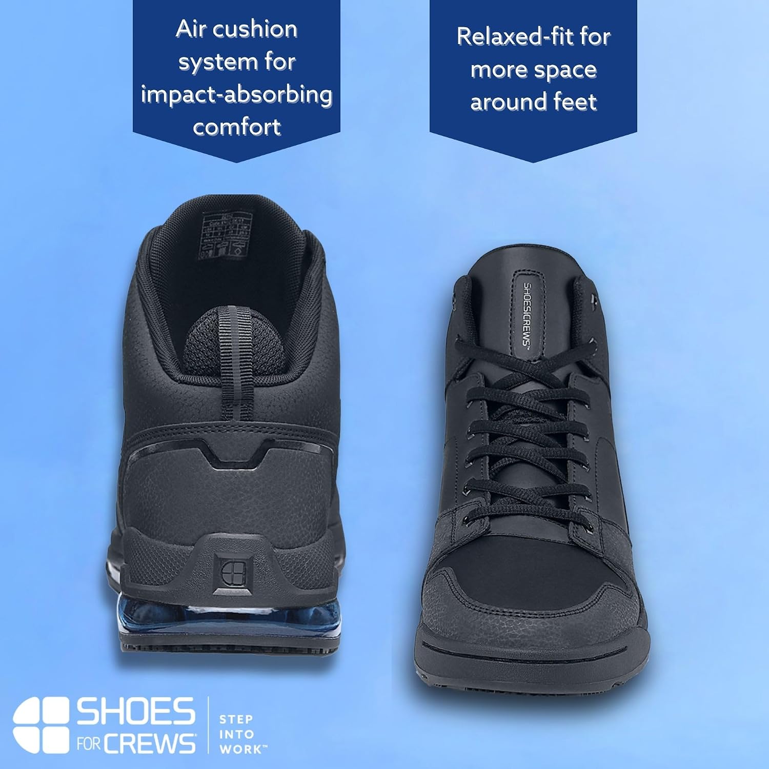 Shoes For Crews Men's Slip-Resistant High-Top Work Sneakers - Comfortable, Non-Slip Work Shoes for Men in Food Service, Healthcare, Retail - Tigon