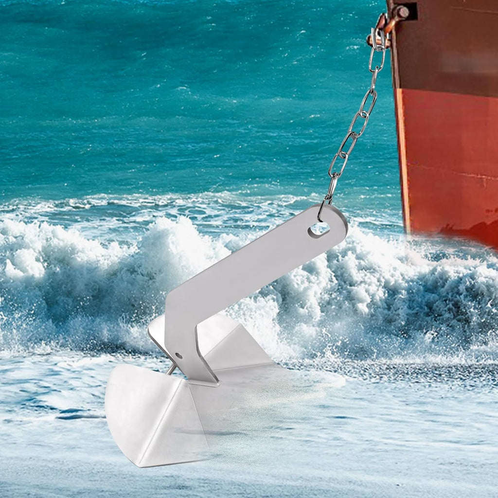 43lb Small Yacht Boat Anchor 316 Stainless Steel Wing Style Anchor with Practical Hole Heavy Duty Triangular Anchor for Kayak, Canoes, Fishing, and Paddle Board Accessories