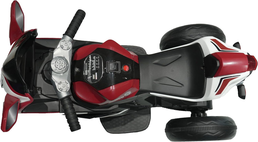 Ride on Motorcycle, Rechargeable Ride on Toys, Tamco Motorcycle for Kids 3 to 4 Years Boys Girls with Foot Pedal Starter, Music/Lights/Lighting Wheels (RED)