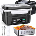 EAST OAK XL 6.3 Cups Cordless Electric Lunch Box for Adults, Heated Lunch Box Battery Powered with Automatic Heating, Portable Food Warmer with Removable Tray Divider