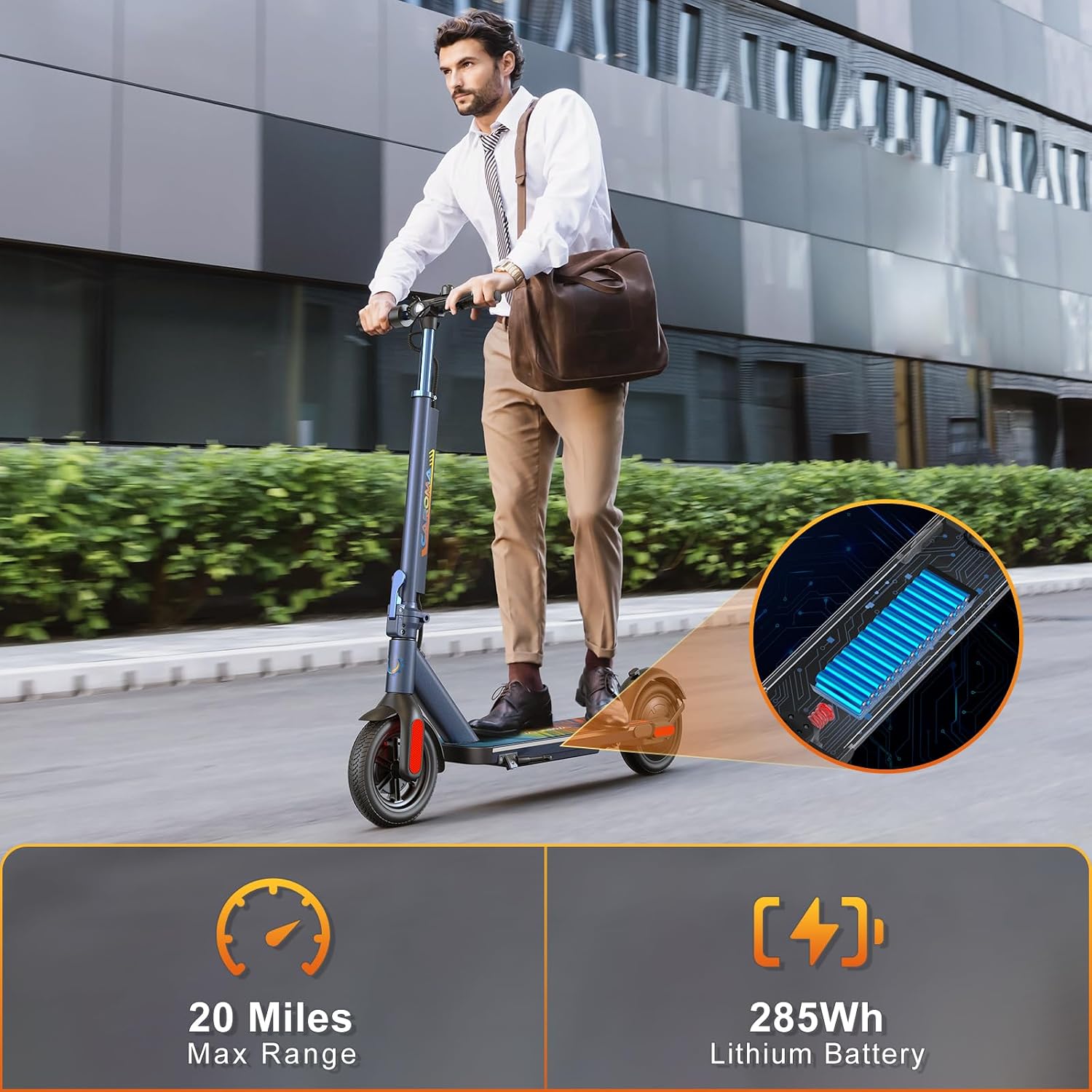 Caroma Electric Scooter Adults, 350W/500W Motor, Top Speed 20/25 Mph & 30 Miles Range, 8.5' Solid Tires, Cruise Control E Scooter for Adults