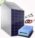 1000 Watt Solar Panel Kit for Cabin: 10pcs 100 Watt Polycrystalline PV Panel with 60A 12V 24V MPPT Charge Controller & Accessory