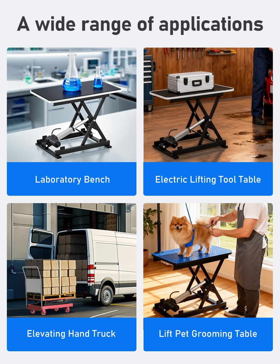 DIHOOL Electric Scissor Lift Table, 130Lbs Capacity, 3.95'-14.76' Height Adjustable Lifting Platform, Super Quiet with Remote & WiFi Control, Obstruction Detection, AC/DC Power for Home/Industrial Use