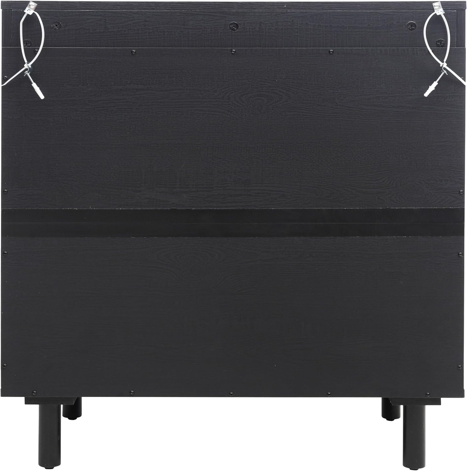 vistavie Rattan Buffet 2 Door Cabinet with Storage, Sideboard Storage Cabinet with Solid Pine Legs, Accent Wood Cabinet for Bathroom, Dining Room, Kitchen (Black)
