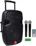 Rockville RAM15BT 15' Rechargable Powered 800W PA Speaker, 2 Mics, Bluetooth