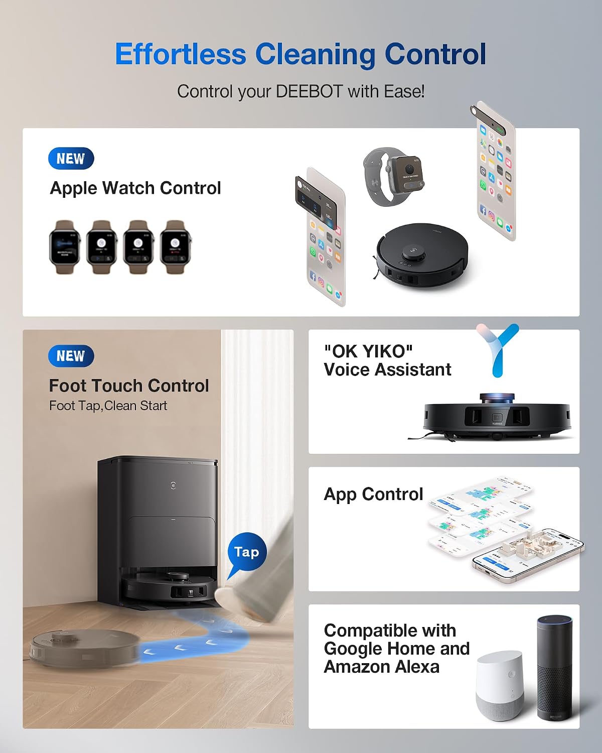 ECOVACS DEEBOT T30S Care Robot Vacuum and Mop, 11000Pa, ZeroTangle Technology, TruEdge Adaptive Edge Mopping, Hot Water Mop Washing, Self-Emptying, Self Refilling, Auto-Mop Lifting, Obstacle Avoidance