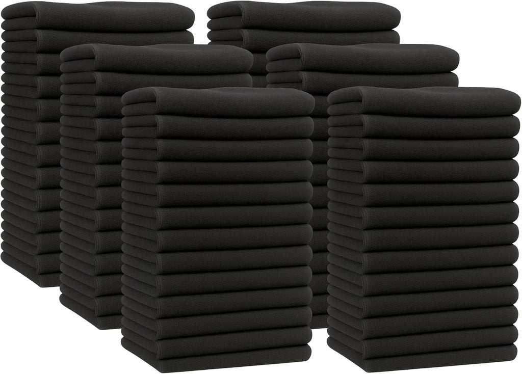 Hand Towels for Bathroom [12 Pack] 16x28, 100% Cotton, Ultra Soft Hand Towel for Gym, Kitchen and Spa, Quick Dry and Highly Absorbent Bulk Towels for Salon (Black, 72 Pack)