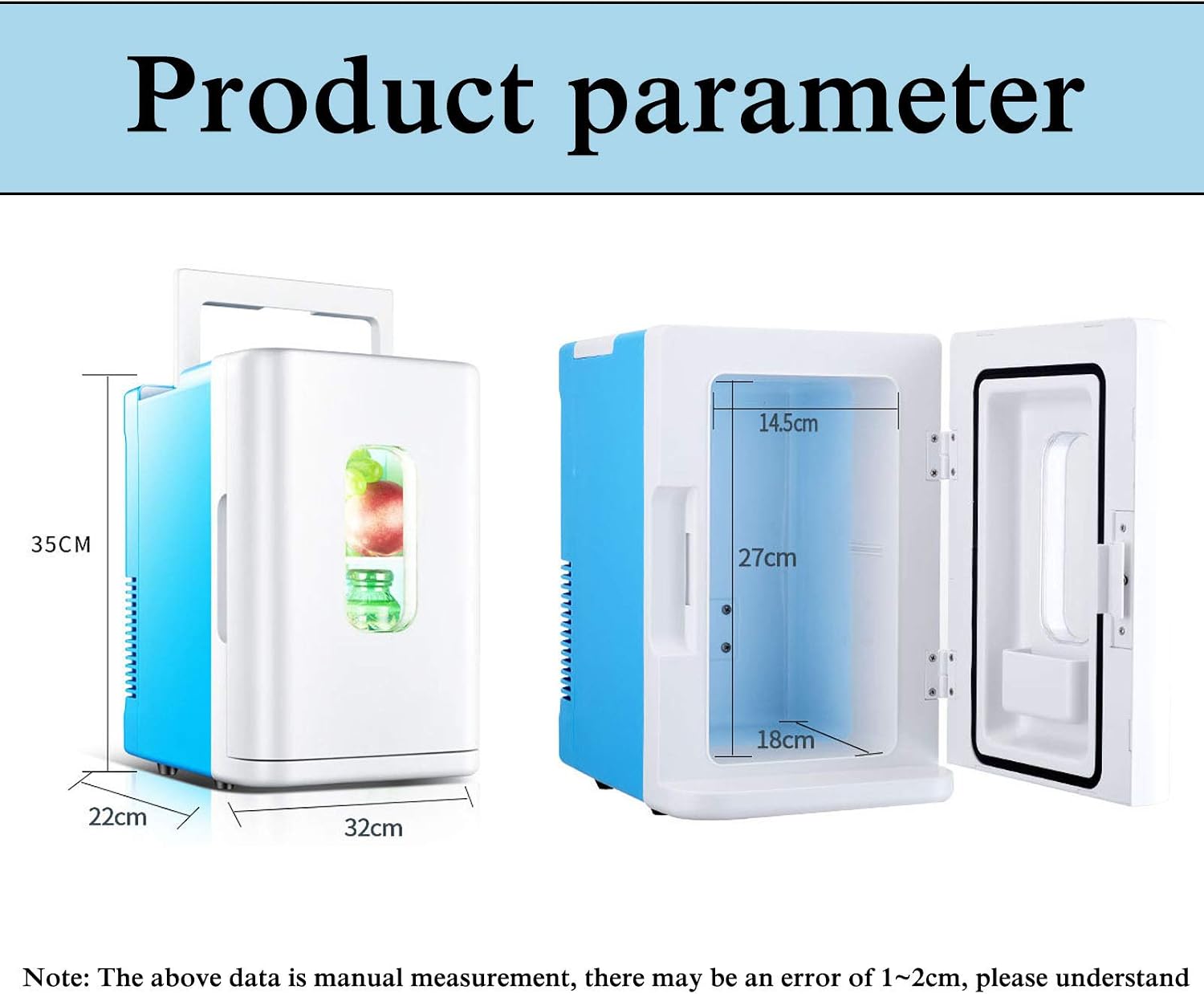 10L Car Refrigerator Double Layer Mini Fridge for Bedroom Cold Storage Fresh AC/DC Portable Thermo Electric Cooler and Warmer Single Core Portable Freezer (White)
