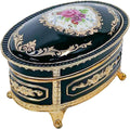 Haelo Elegant Oval Musical Trinket Jewelry Box Plays Tune Candle in The Wind 2.5 x 4 Inch Antimony Ornate Scrollwork with Floral Medallion