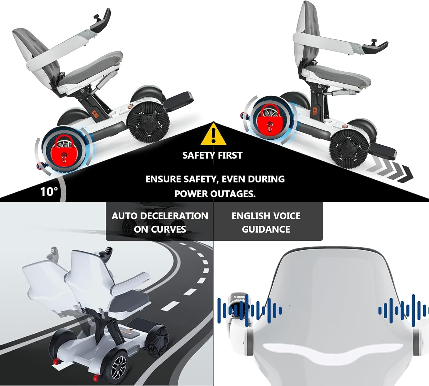 Intelligent Electric Powered Wheelchair Device, Automatic Folding, Remote Controlled, Smart, Compact Heavy Duty Mobile, Powerful Dual Motor, Foldable Portable Motorized Mobility Scooter