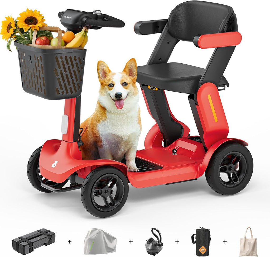Paiseec Mobility Scooter S3 Pro 40 Miles, Airline Approved Mobility Scooter for Seniors, Intelligent Speed Control Foldable Mobility Scooters, 250W Powered All Terrain Mobility Scooters for Adults