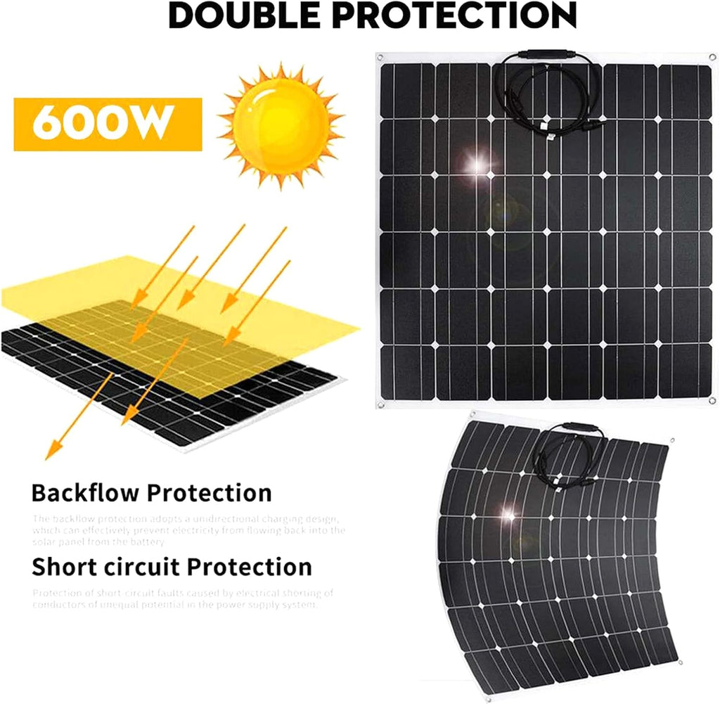 AIZYR Monocrystalline Flexible Solar Panel, 100W 18V Outdoor Portable Solar Panels Efficiency 24%-26% for Homes, RV, Boat, Uneven Surfaces