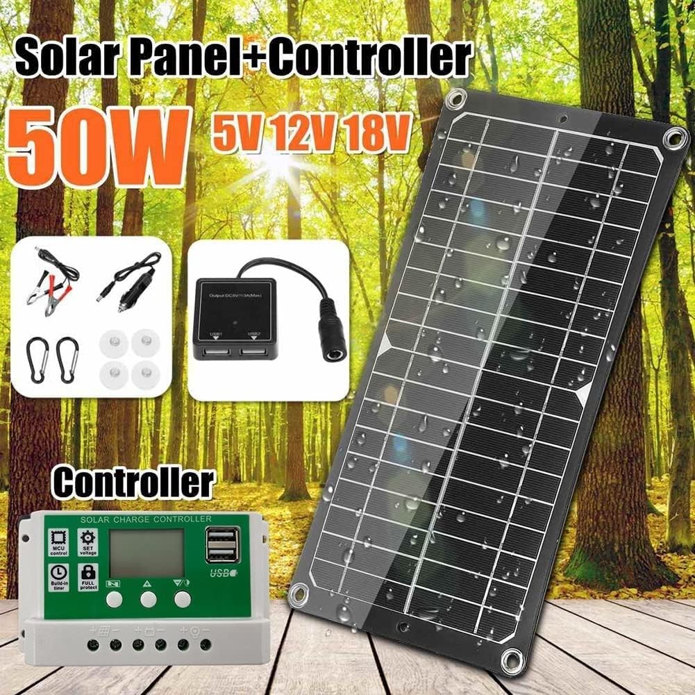 100w Portable Solar Panel, 12v Waterproof Monocrystalline PV Module with 10A LCD Charge Controller +4 Suction Cups,for Mobile Houses, Cars, Boats, Caravans(40a Controller)