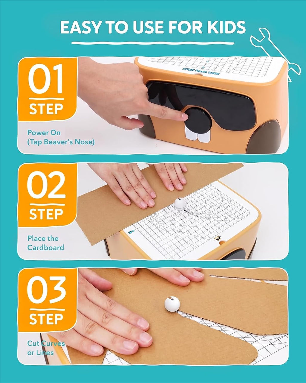 Kid-Safe Electric Cardboard Cutter for Ages 3+ | No Sharp Blades | STEM & STEAM Upcycling Tool | Safe for School Projects, DIY Building & Creative Maker Gifts for Boys & Girls