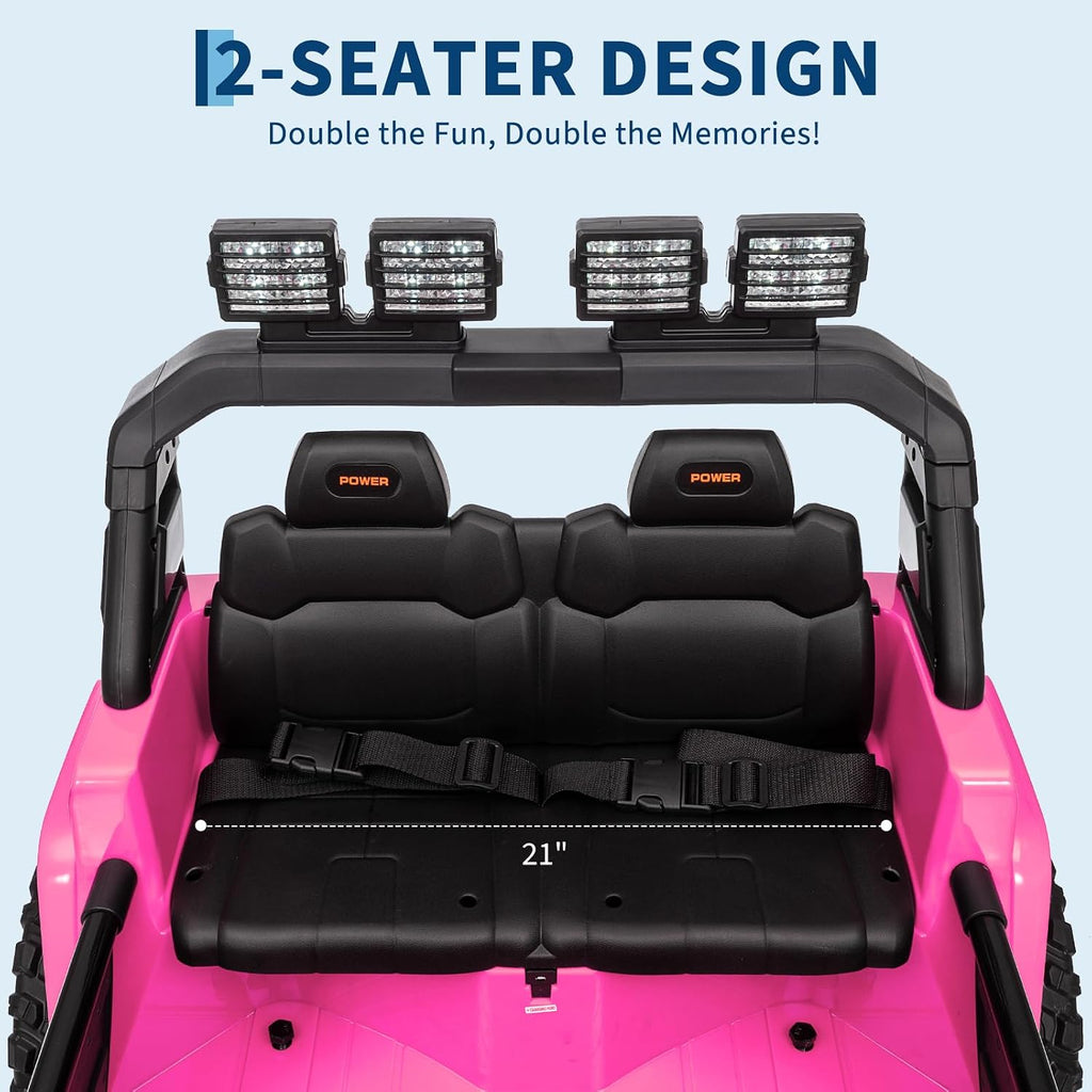 GarveeLife 24V Ride on Toys, 2 Seater Kids Ride on Truck Car, Parent Remote Control, 4WD 800w Motor, 3 Adjustable Speeds, Built-in Music Player, Kids Electric Ride on Toys with Easy Assembly, Pink
