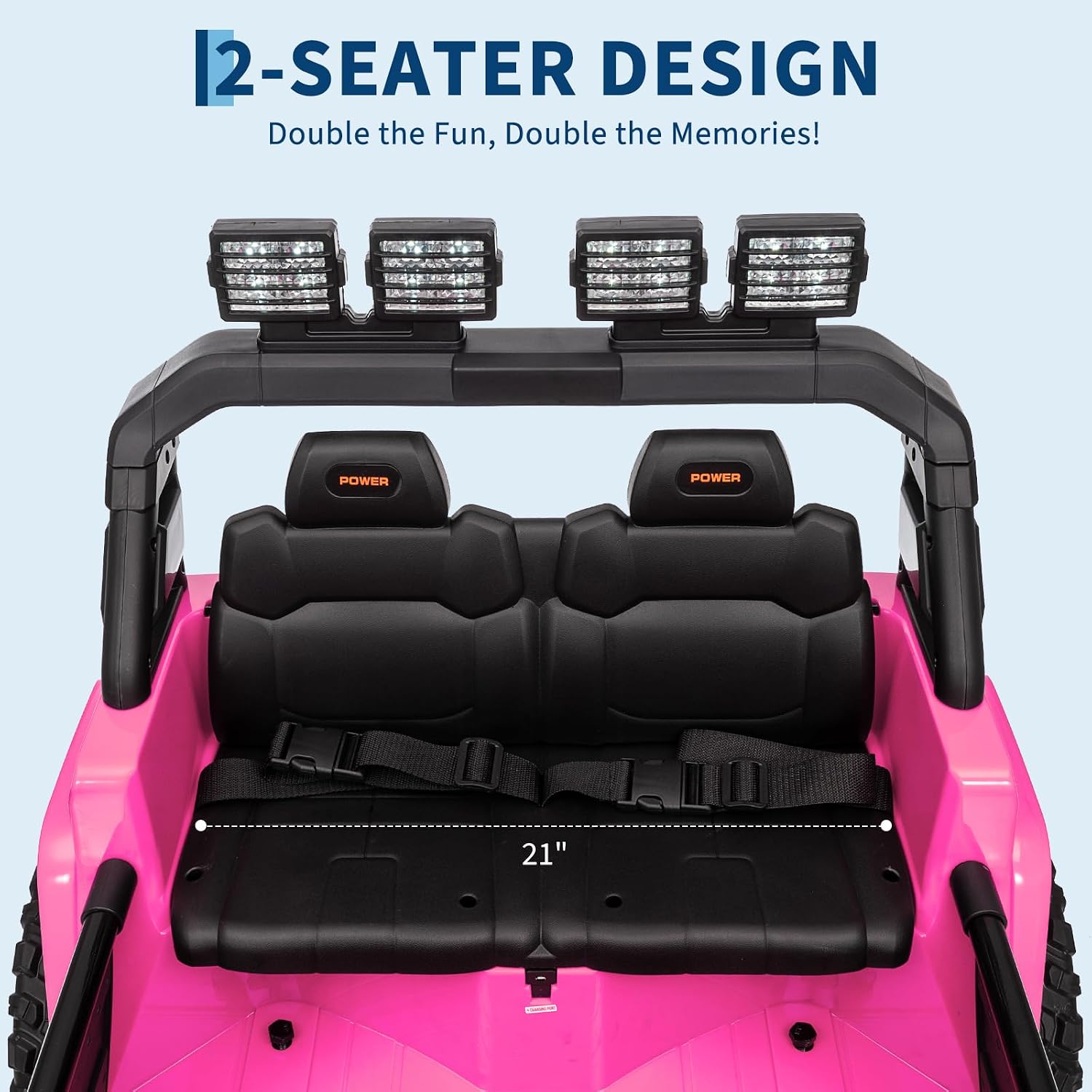 GarveeLife 24V Ride on Toys, 2 Seater Kids Ride on Truck Car, Parent Remote Control, 4WD 800w Motor, 3 Adjustable Speeds, Built-in Music Player, Kids Electric Ride on Toys with Easy Assembly, Pink