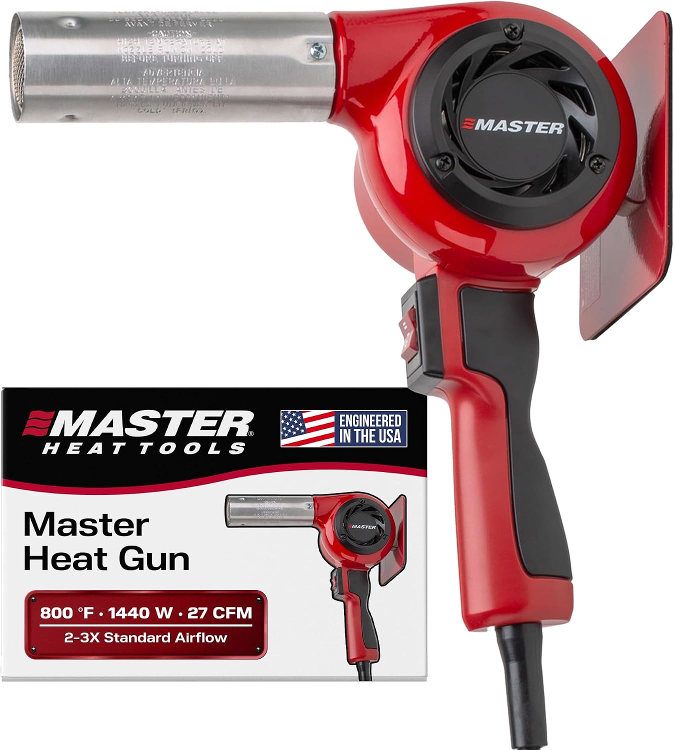 Master Appliance HG-301D Industrial Heat Gun, Quick Change Plug-In Heating Element, 800° F, 120V, 1440W, 12 Amps, Engineered In USA