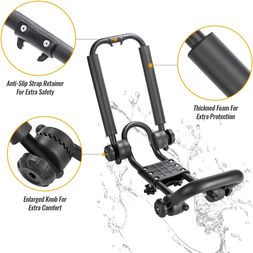 2 Pairs Fold Down J Bar Kayak Rack Designed mounts to virtually All crossbars and Load Bars Double Folding J Bar Car Roof Carrier for Kayak Canoe Surf Board and SUP Paddle Boat